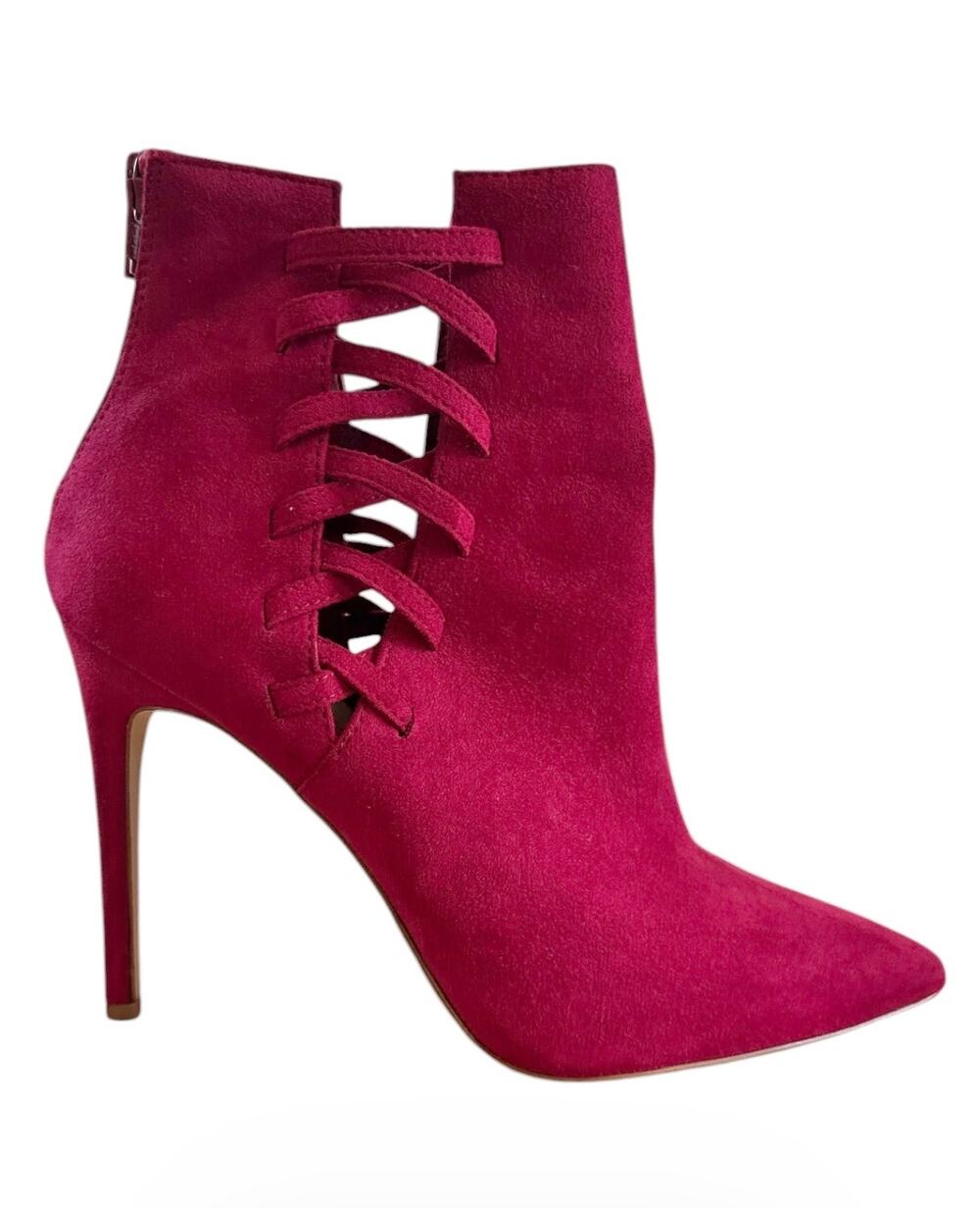 ALDO Genuine Sued Leather Red Pointed Toe Ankle Bootie Size 8.5